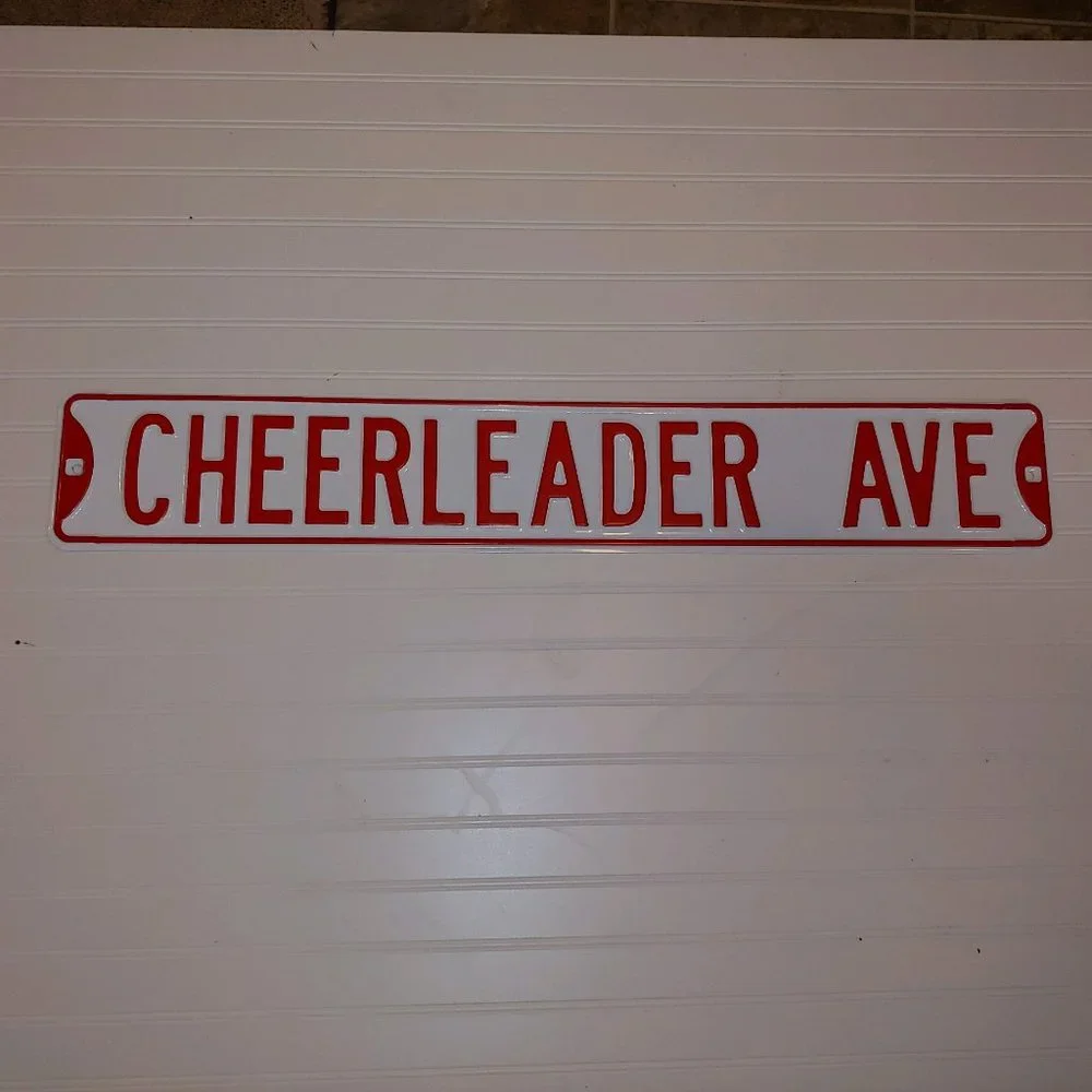 CHEERLEADER Metal Sign Red & White NEW!